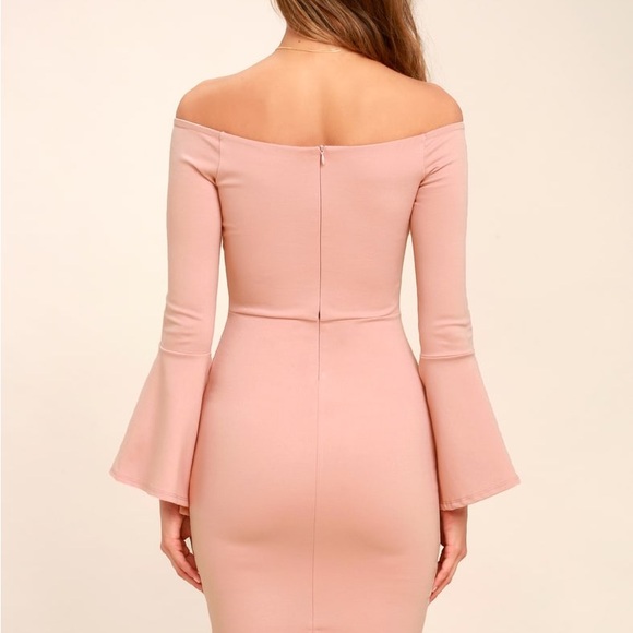Lulus All She Wants Blush Pink Off-the-Shoulder Midi Dress - Picture 15 of 15